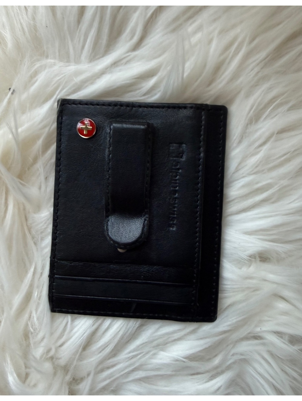SwissGear Black Leather Money Clip Wallet